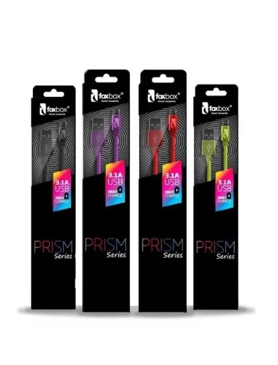 FOXBOX CABLE PRISM USB A LIGHTNING IPHONE COLOR ROJO LARGO 1.25MT