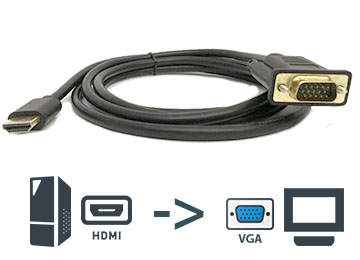 CABLE HDMI M A VGA M 1.8M CON CHIP - ENTRADA HDMI SALIDA VGA - NO ES BIDIRECCIONAL TP-205