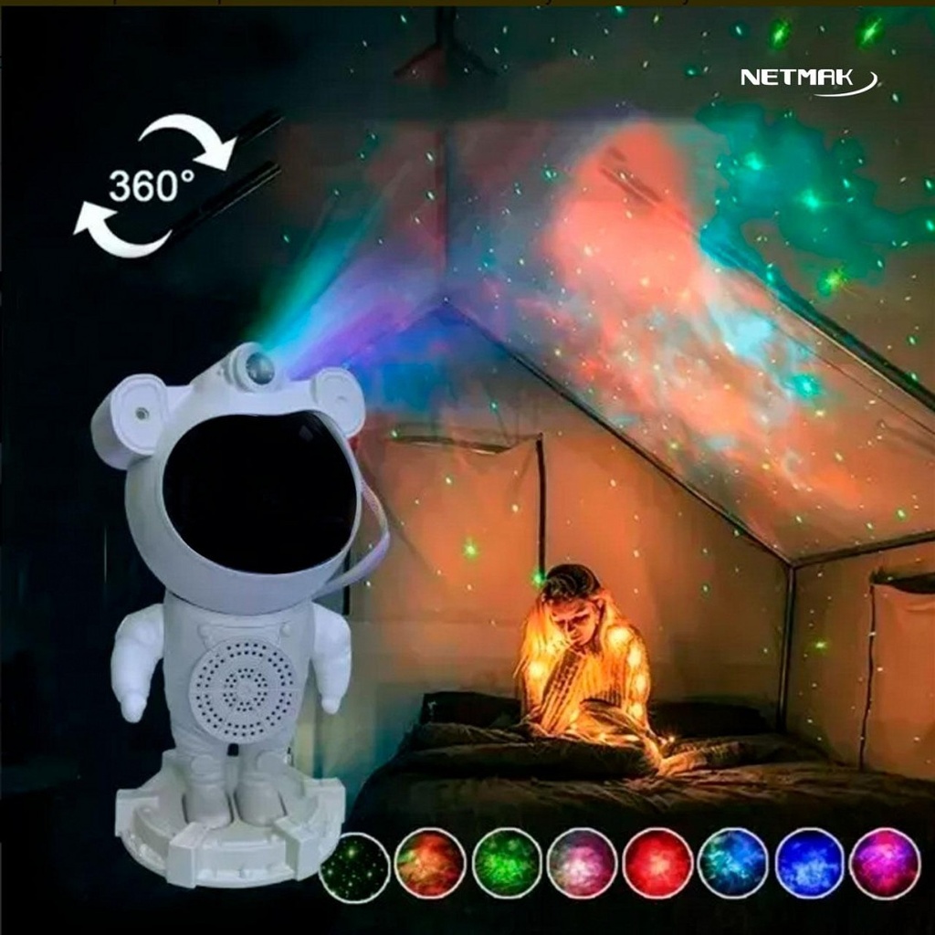 Netmak Nm-Astro Astronauta Proyector Galaxia Estrellas Con Parlante