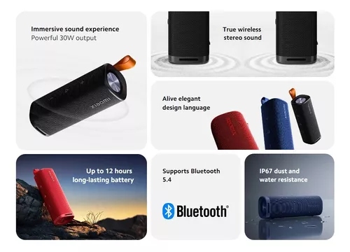 Xiaomi Parlante Sound Outdoor Ip67 Tws 30W 20+10W Batería 2600Mah Bluetooth 5.4 Negro