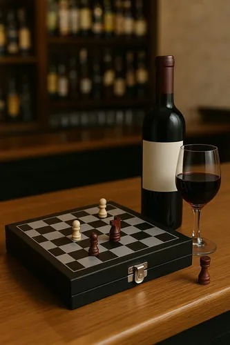 Set Descorchador Vino 5 Piezas Con Ajedrez  Mods-792 Negro