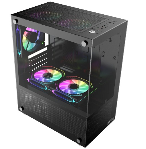Raptor Gabinete Nova Prime Tg X2 Mid-Tower Rgb Fan X3 Black
