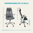 Global Silla Ergonómica Tf103 Respaldo Alto Reforzada Apoya Cabeza Tapizado Mesh Gris