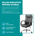 Global Silla Ergonómica Gerencial Premium Tf201 Respaldo Alto Reforzada Apoya Cabeza Tapizado Mesh Y Ecocuero  Hasta 150Kg Negro