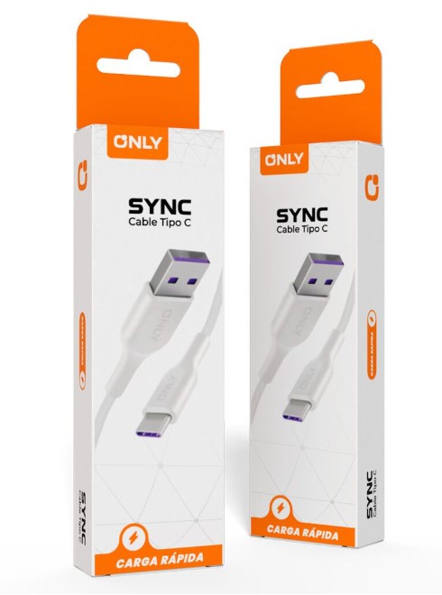 Only Sync Cable Usb A Tipo C Negro 1Mts Carga Rapida