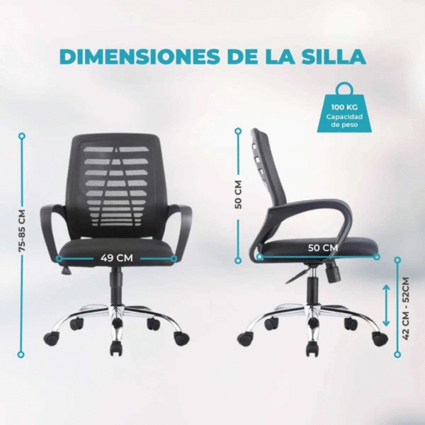 Global Silla De Escritorio Mesh Tf101 Con Ruedas Regulación Altura Respaldo Alto Soporta 120Kg
