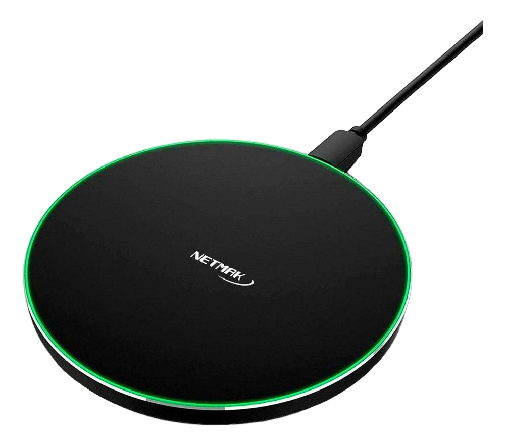 Cargador Inalámbrico Carga Rapida Para iPhone Samsung Netmak Negro
