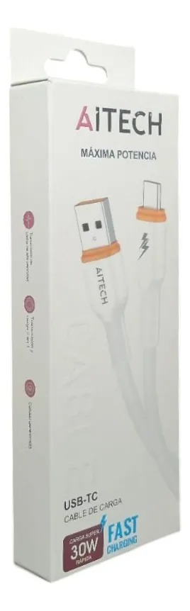 Cable Usb A Tipo C Aitech Carga Rápida 30W 1M Blanco