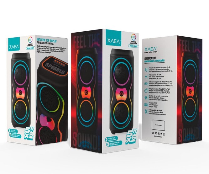 Xaea Parlante Torre 5”x2 Modx-003S – XAEA – Negro Bluetooth Portatil