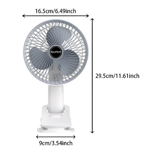 Ventilador portatil de escritorio con broche carga USB FZM-02