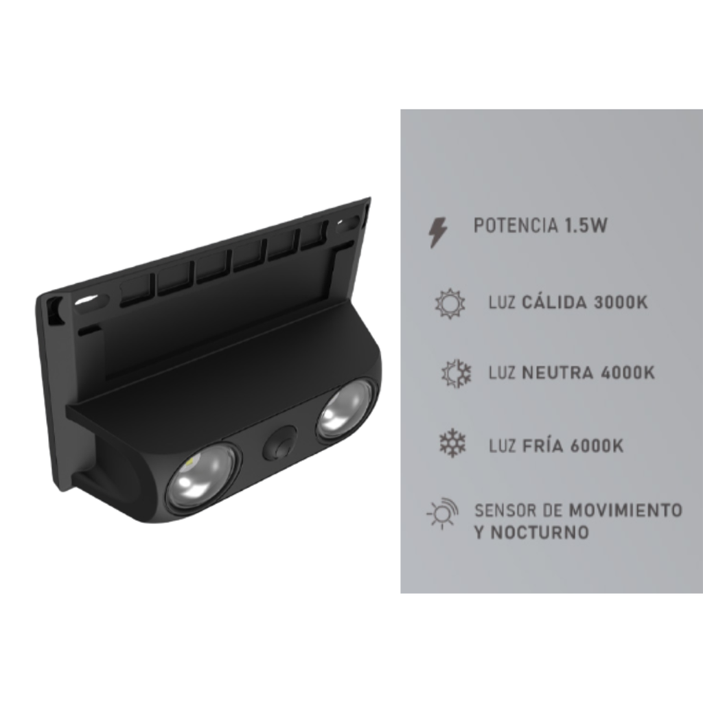 Trefi Aplique Solar 1W Exterior 3 Intensidades 80Lm Ip65 Con Sensor Nocturno 