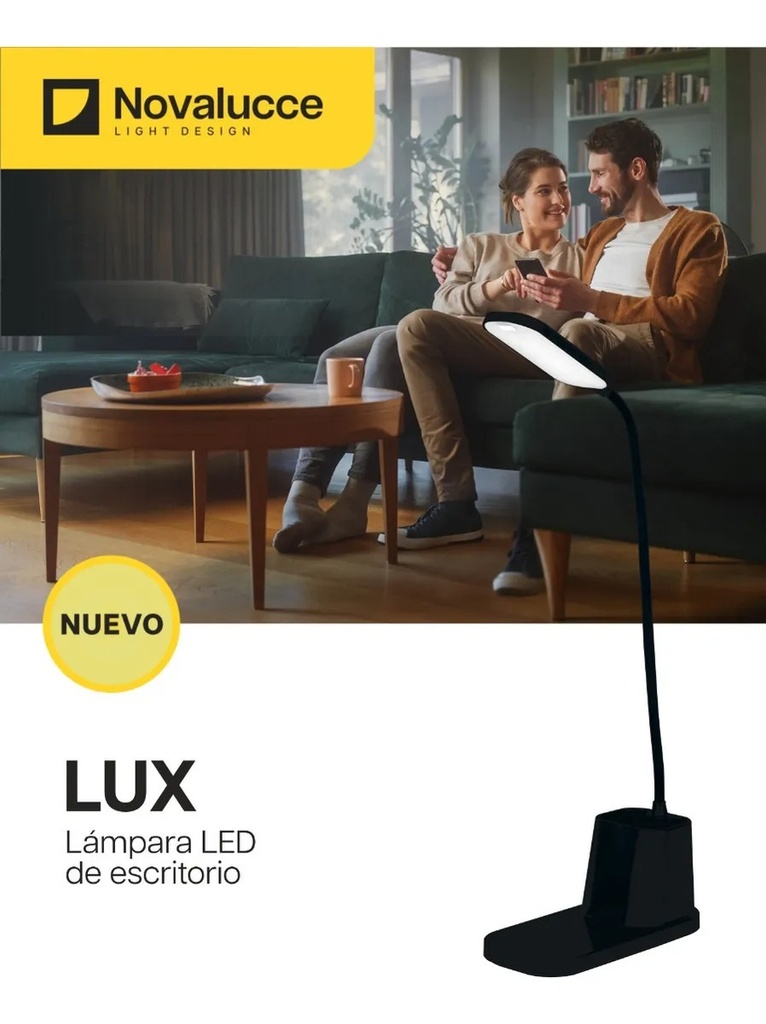 Novalucce Lámpara Velador Escritorio Recargable 3W 3 Intensidades Dimerizable 10-100% Con Sensor 