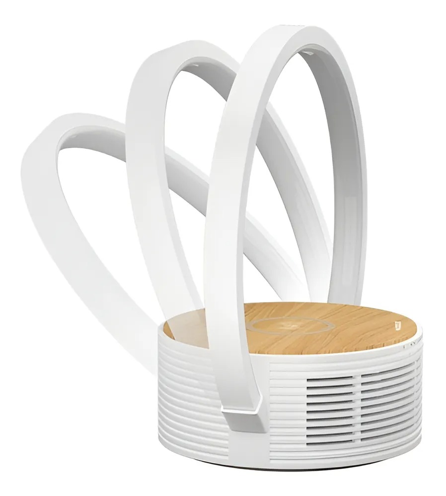 Macroled Velador Baco Madera 5W Blanco Cálido 2700K Dimerizable Con Parlante Bluetooth Y Carga Inalámbrica 10W  