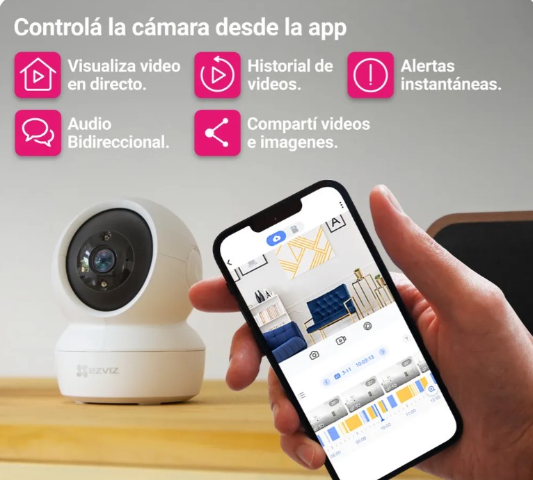 Ezviz Camara Ip Cs-C6N-R101-1G2WF - 2 Mpx Full Hd 1080P Micro Sd Rj45 H264 Movimiento 360º Interior Baby Call