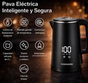 Novohome NH-EKV100 Pava electrica digital touch Negra 1500w 2lt indicador de temperatura