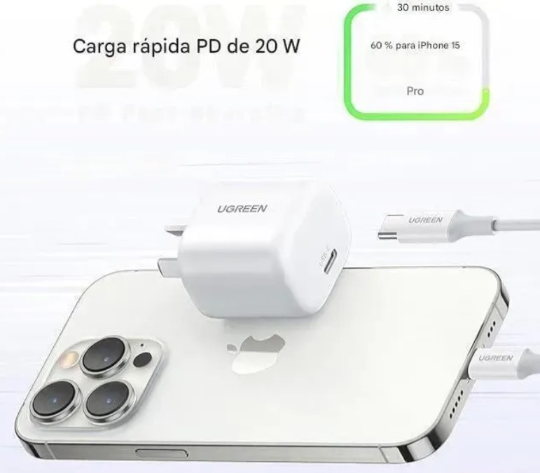 Ugreen Cargador 20w CD241 tipo C Carga rapida