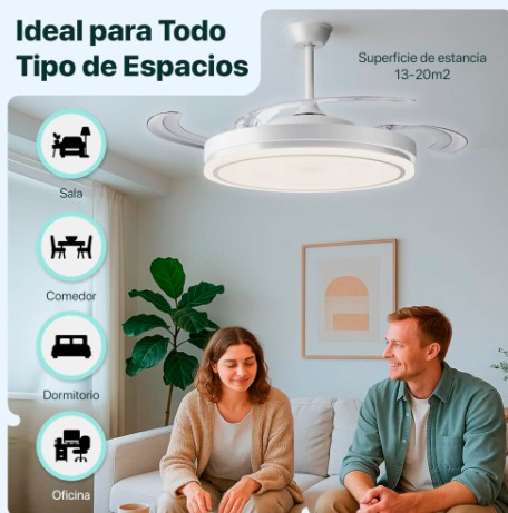 Novohome NH-VTR600 ventilador de techo con aspas retractil blanco