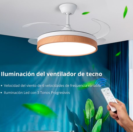 Novohome NH-VTR600 ventilador de techo con aspas retractil blanco