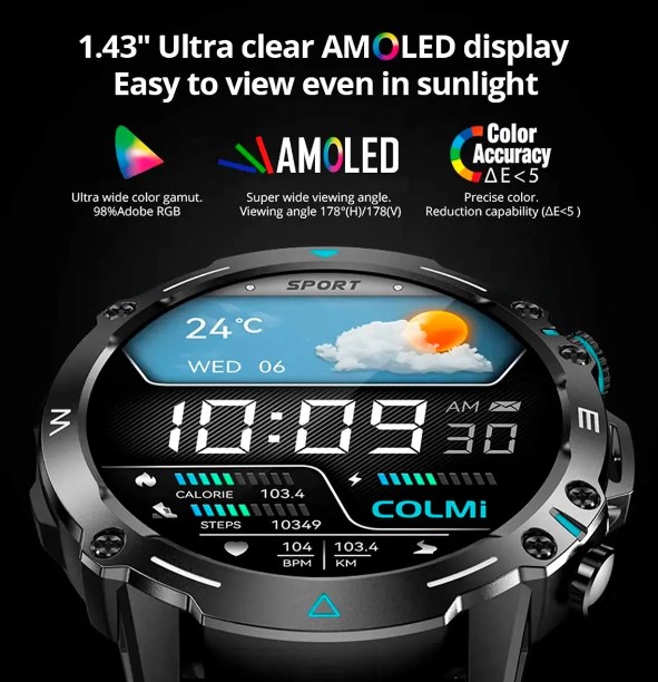 COLMI M42 SMARTWATCH SILVER FITNESS AMOLED IP67