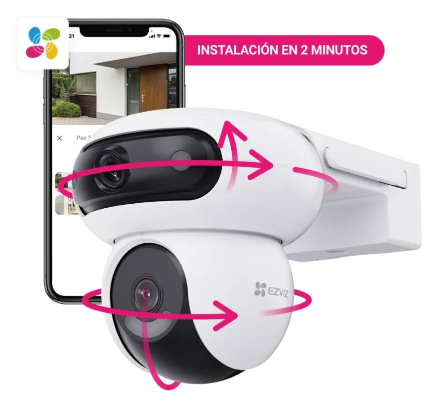 Ezviz Cs-H90-R100-8H44Wkfl Cámara Wifi Dual Rotacion 2K+ Color Vu Audio Exterior 220V