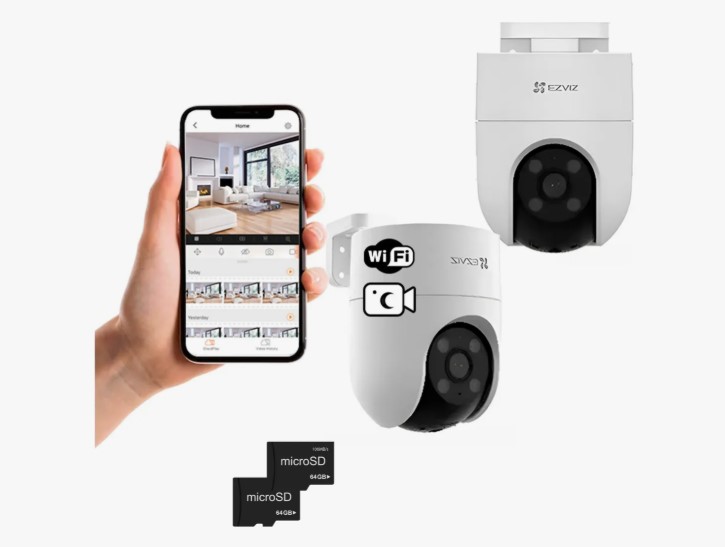 Combo X 2 - Ezviz H8C Full Hd 3 Mpx Color Vu I.A + Micro Sd 64Gb