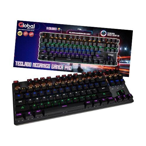 Global Teclado Mecánico Gamer Pro Con Luces Led Switch Cherry Mx Blue 9 Colores