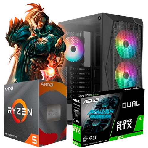 Pc Armada Gamer Aerocool Amd Ryzen 5 5500, Placa De Video Rtx 3050, 16Gb, Ssd 480 Gb, Sin Sistema, Fuente Aerocool 600W 80+ Bronze