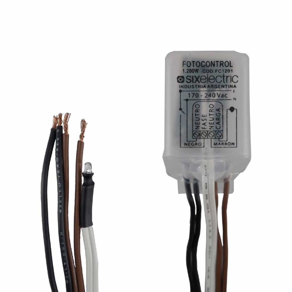 Sixelectric Fotocelula Fotocontrol Electrónico Con Sensor Orientable 1200W Fc1201