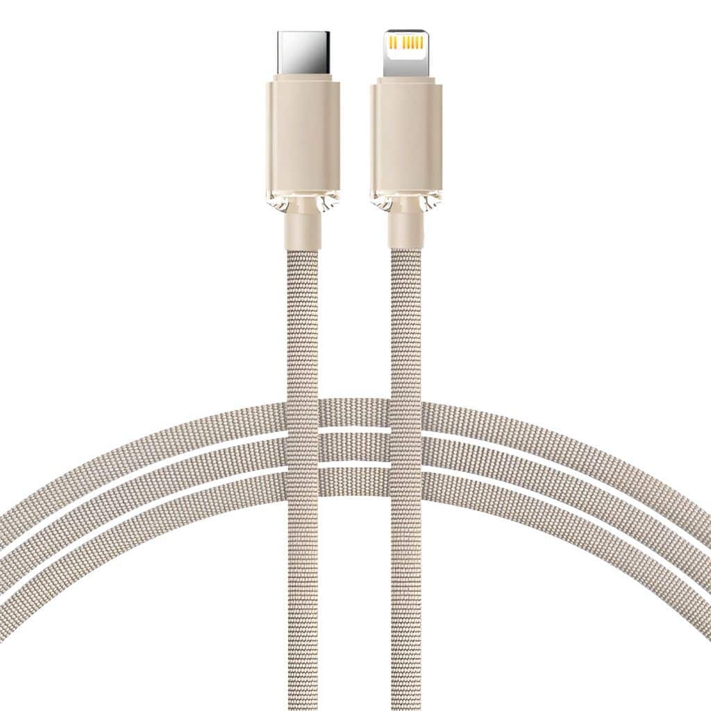 Xaea Athenea Cable Usb Tipo C A Lightning Beige/Negro Ultra Fast 5 Núcleos 1Mt 