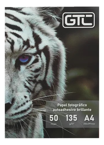 Gtc Resma Papel Fotográfico Autoadhesivo Brillante A4 135Grs 50 Hojas 