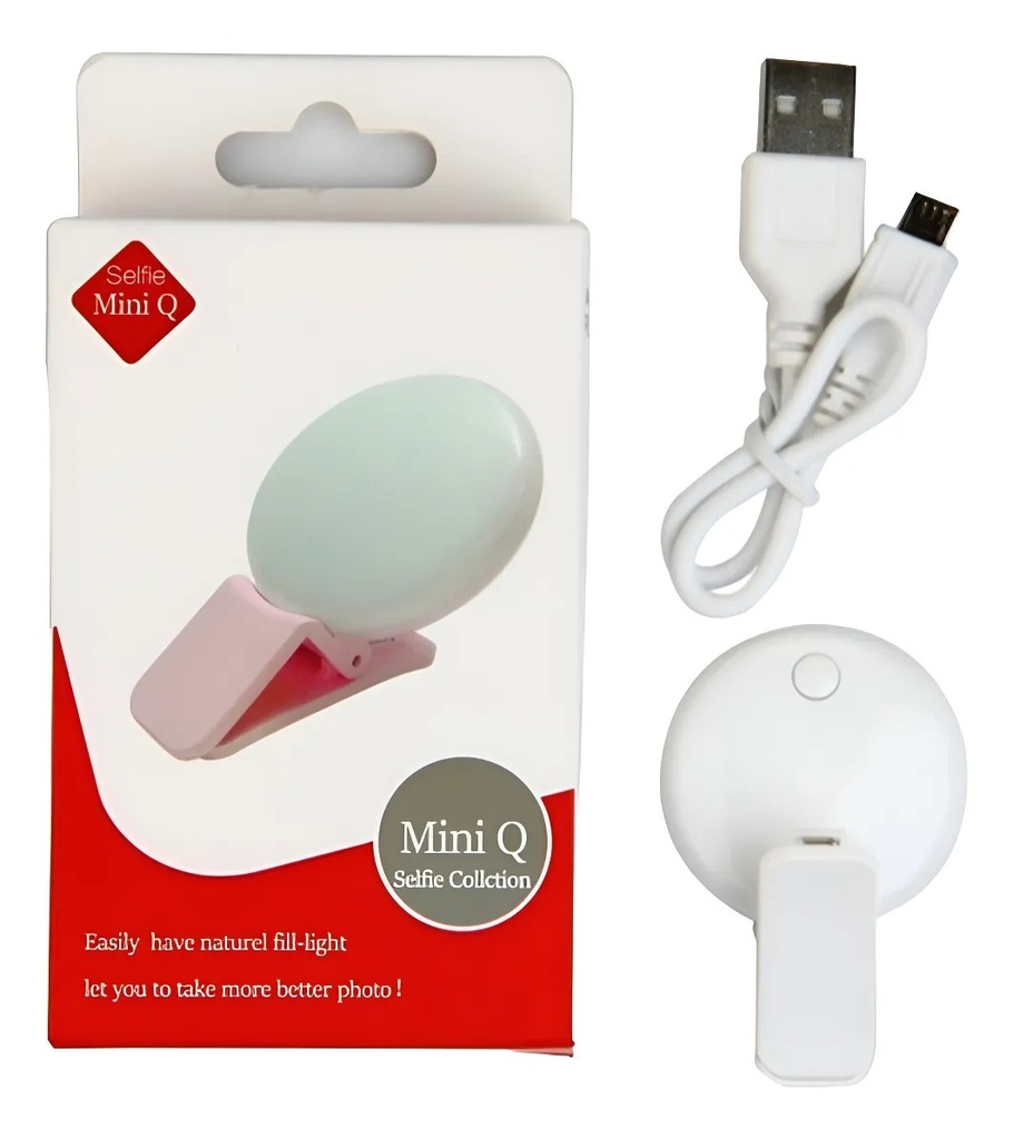 Aro Mini Q Pinza Selfie 3 Intensidades Luz Led Portátil Usb 