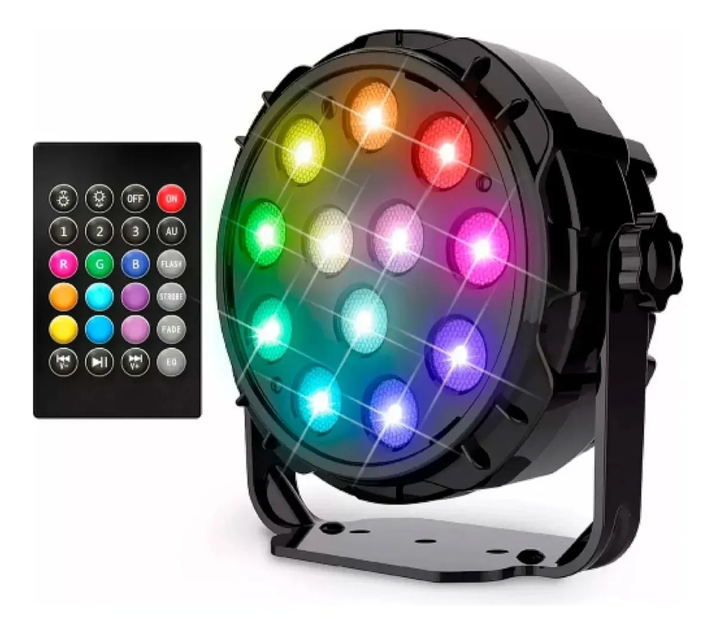 Mini Proton Luz Escenario 12 Led Rgb Dj  Efectos Multicolor Rotación 360° Om-1012