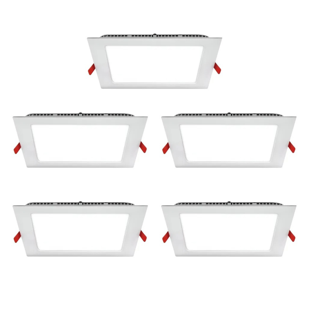 Combo Pack X5 Novoled Plafon Led Cuadrado Embutir Blanco Cálido 6W