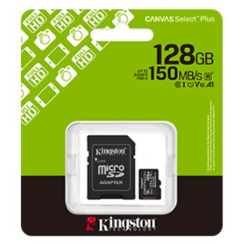 Memoria Micro Sd Kingston 128Gb Canvas Select Plus C Adapt 150Mb/S V30 (Sdcs 3 128Gb)
