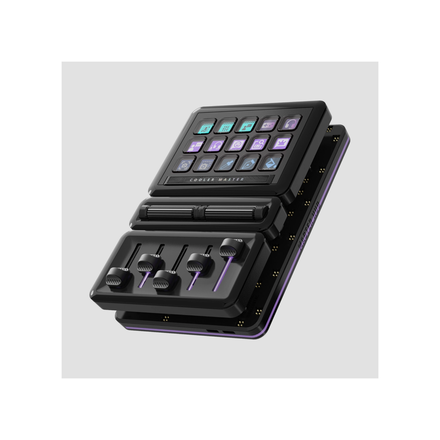 Controlador Streaming Modular Cooler Master Masterhub Stream Kit 15 Teclas Faders Y Rollers Usb