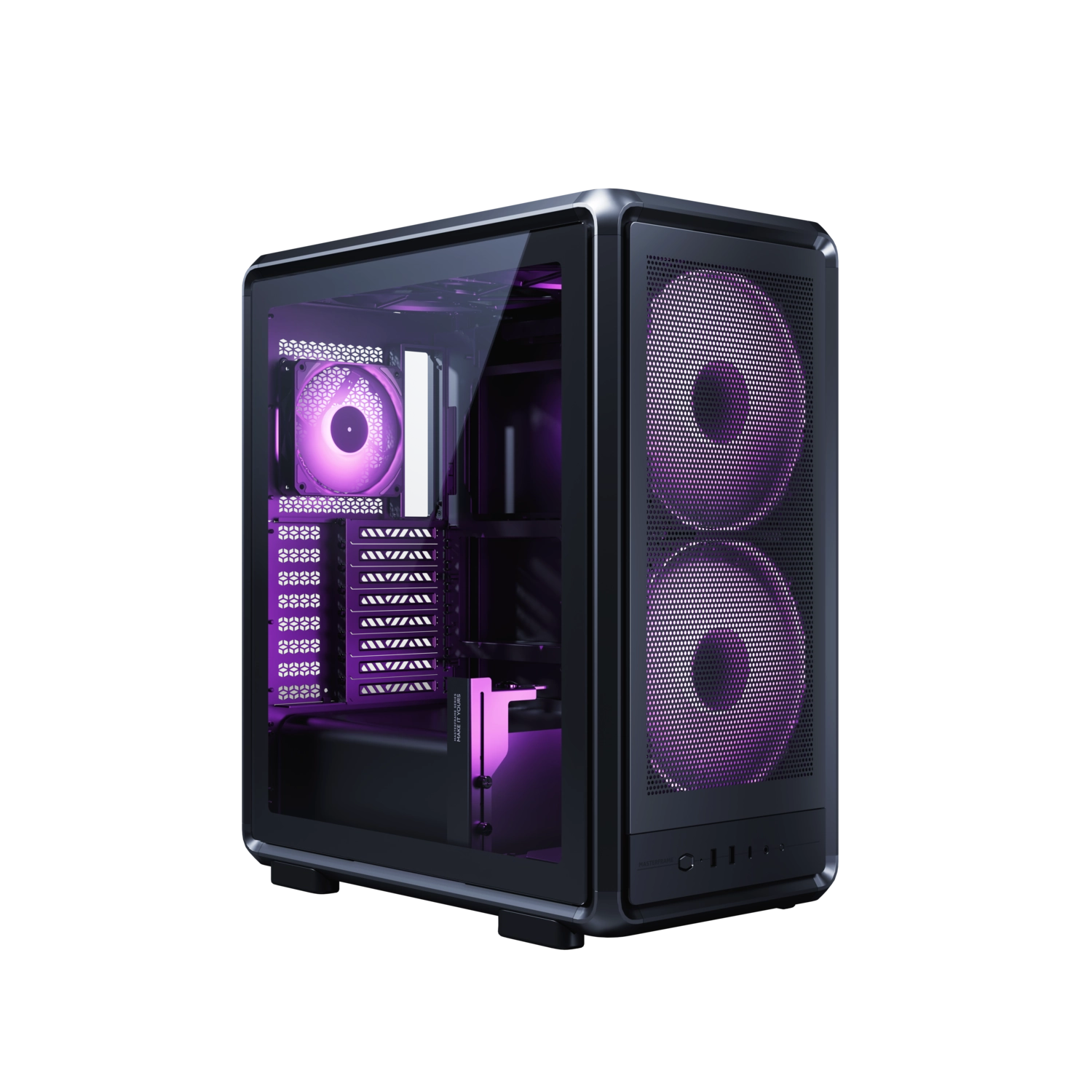 Gabinete Cooler Master Masterframe 500 Mesh 3 Fans Argb Aluminio Modular Mid Tower Vidrio Templado Black S/Fuente