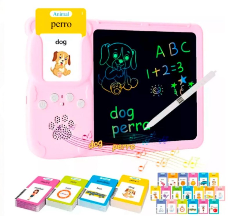 Netmak Nm-Pm102-P Pizarra Magica Con Tarjetas Didacticas Rosa