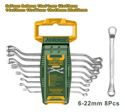 Jadever Set Llaves Acodadas X8 Crv Estriadas Doble 6-22 Jdfr3208