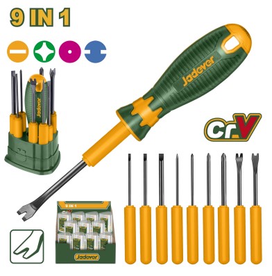 Jadever Set Destornillador Multiple 9En1 Crv Ph+Sl+Pz X9Pcs Jdss1B10