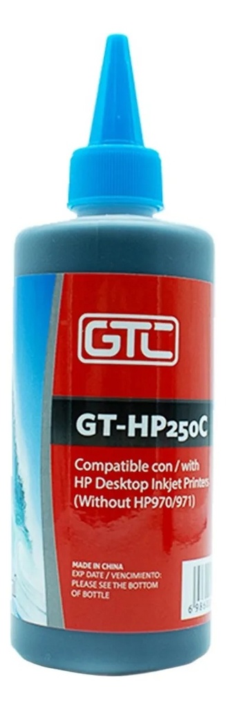 Gtc Tinta Hp Alternativa 250 Ml Para Impresoras Inkjet Cyan