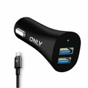 Xaea Cargador Drift 12V 2 Usb + Cable Tipo C Mods-501 Negro