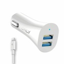 Xaea Cargador Drift 12V 2 Usb + Cable Tipo C Mods-501 Blanco