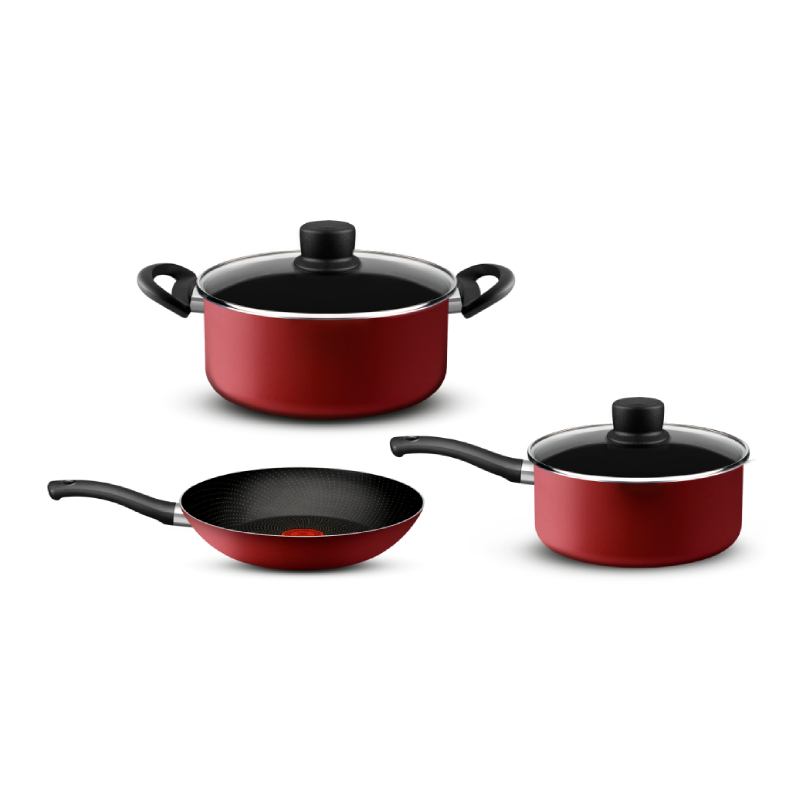 Set 5 Piezas Tefal -Red Surprise (Cacerola Ctapa 20Cm Olla Ctapa 24Cm Sarten 24Cm) (L2T1G4C11)