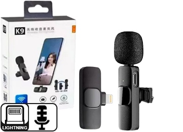 Microfono K9 Lavalier Conector Lightning Bluetooth Entrevistas Periodismo Aire Libre Solo Apple Iphone