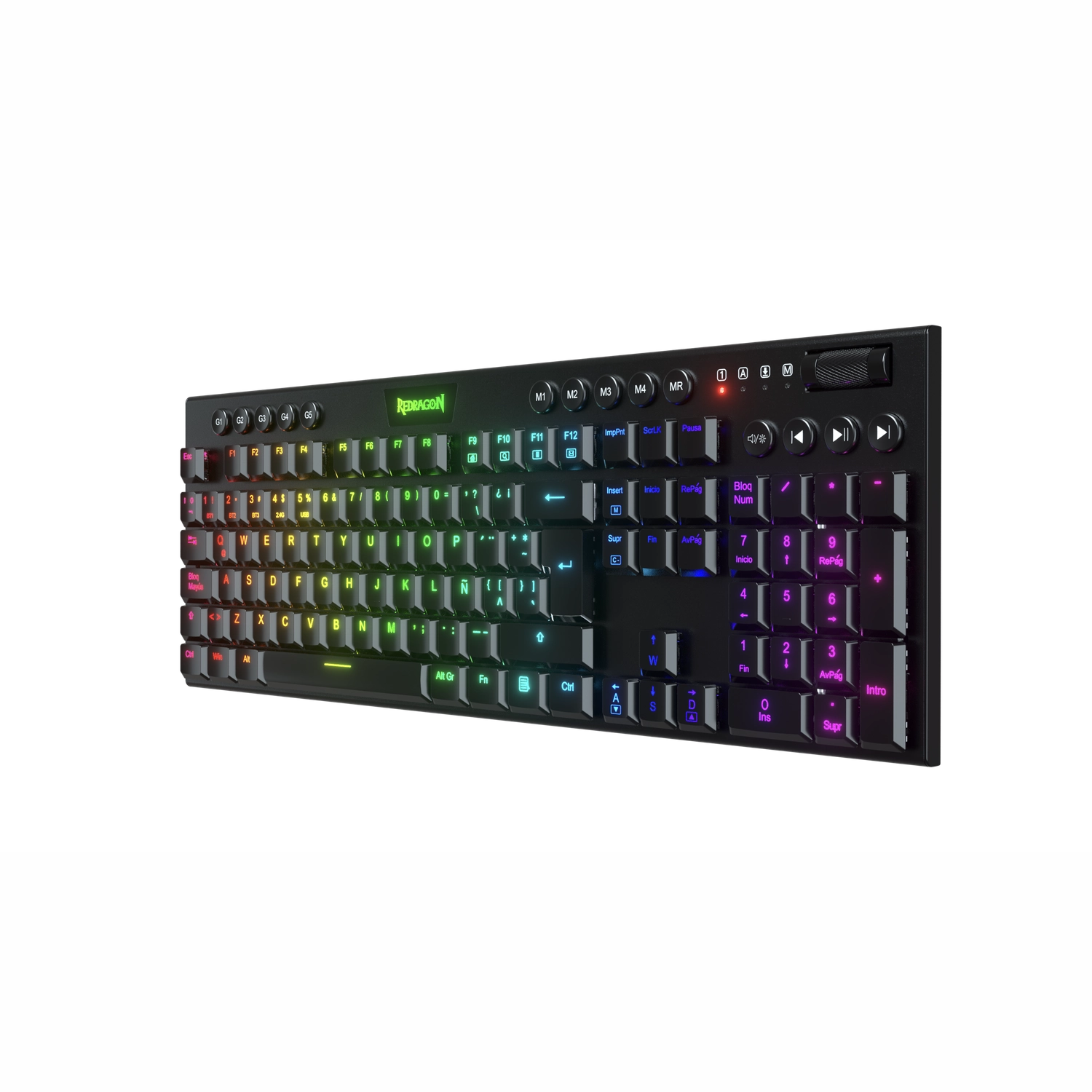 Teclado Inalámbrico Redragon Horus Rgb K618 Negro