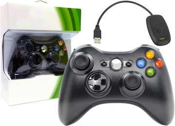 Joystick Xbox 360 Pc Lleva 2 Pilas Aa No Incluidas Negro Alternativo Inalambrico