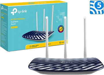 Router Wifi Tp-Link Archer C20 Ac750 Dual Band 2.4Ghz 300Mbps + 5Ghz 433Mbps Funcion Repetidor Punto De Accesso 3 En 1