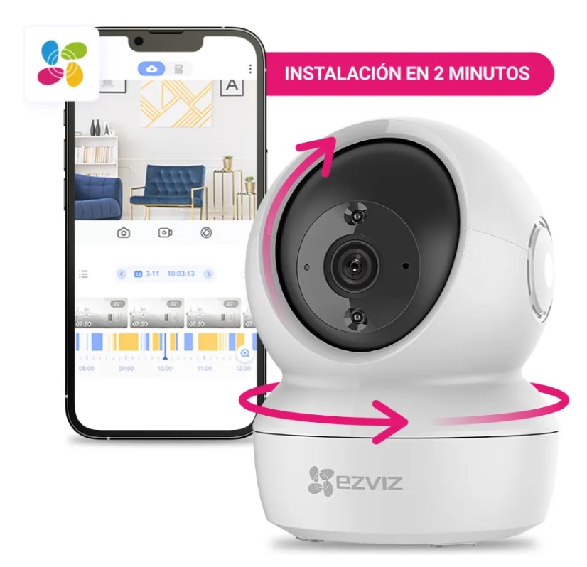 Ezviz Camara Ip Cs-C6N-R105 Resolucion 2K 3Mpx 1080P Micro Sd Rj45 H264 Movimiento 360º Interior Baby Call