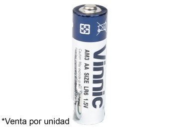PILA ALCALINA AA VINNIC PRECIO X PILA UNIDAD EL BLISTER TRAE 4 PILAS PLASTIFICADA SIN BLISTER DE CARTON