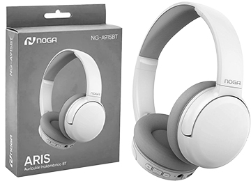 AURICULAR VINCHA NOGANET NG-A915BT MANOS LIBRES MICROFO BATERIA 200MAH BLUETOOTH 5.3 INCLUYE CABLE USB TIPO C PARA CARGAR BLANCO